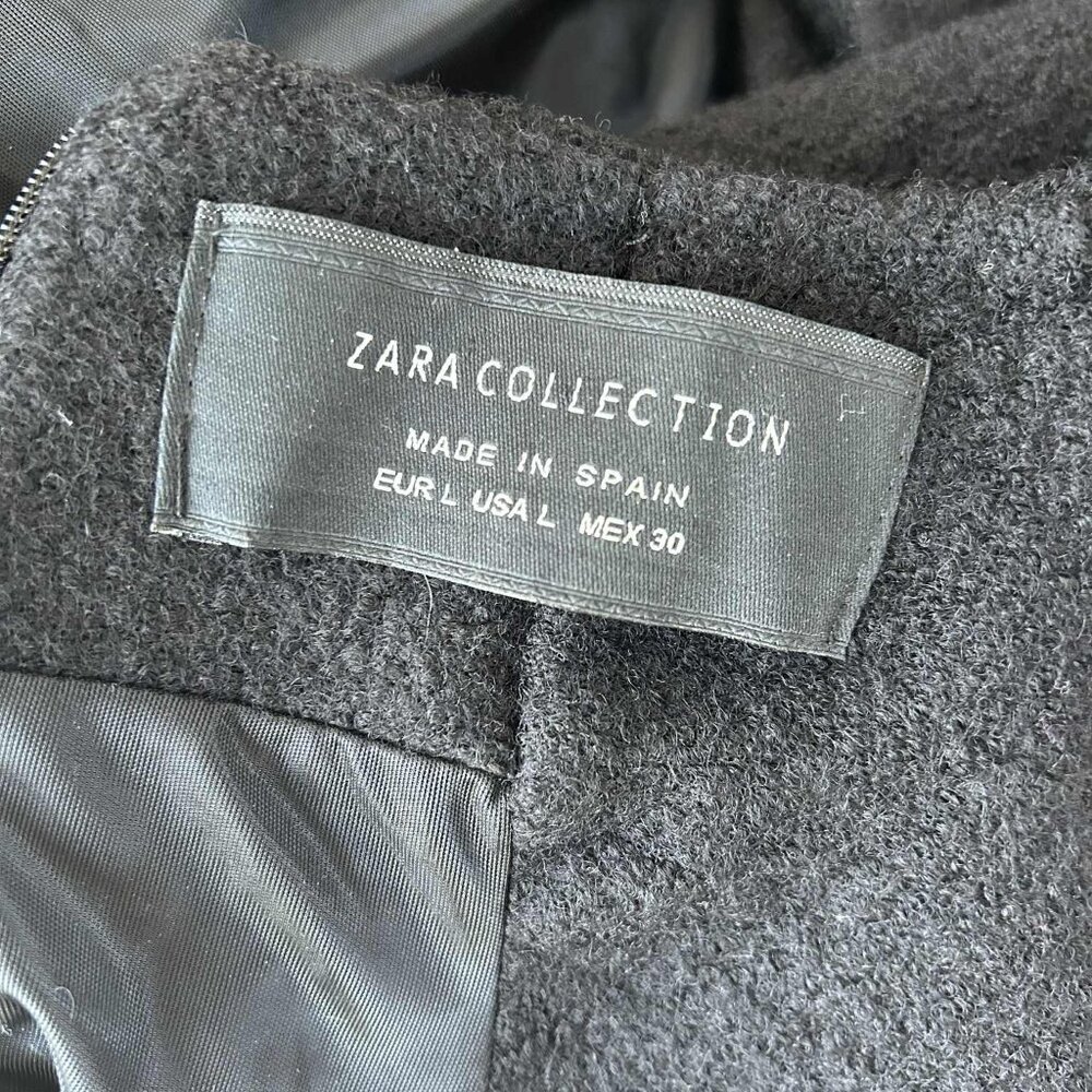 Zara Collection Black Textured Wool Mock-Neck Shift Dress with Pockets – EU L - Picture 12 of 12